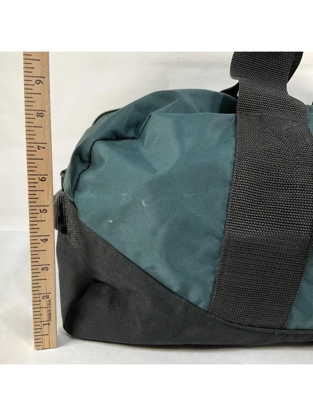 L.L. Bean Made in USA Green and Black Duffel Bag Style V273